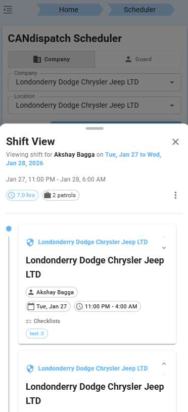 CANdispatch scheduler mobile view