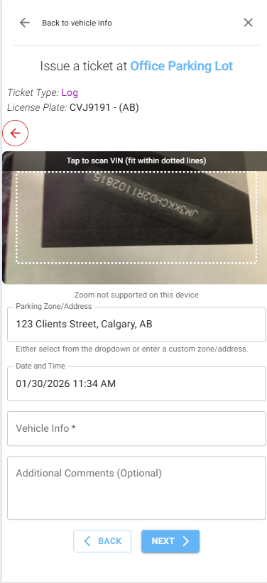 CANpark VIN scanning feature